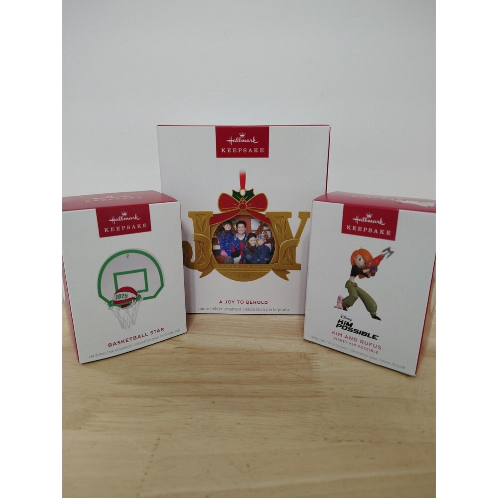 Hallmark Keepsake Ornaments Lot Of 3 - 2025 Joy Photo Ornament Kim Possible Goal
